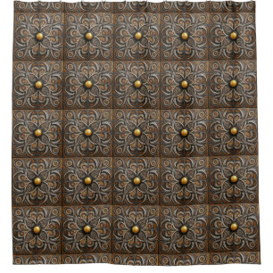 Cortina De Ducha Ornate Scrollwork con Golden Center