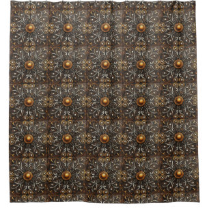 Cortina De Ducha Ornate Scrollwork con Golden Center 4