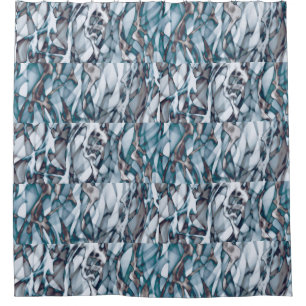 Cortina De Ducha Oro azul ondulado Abstracto Toalla Art Beach
