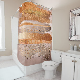 Cortina De Ducha Oro de cobre estalla textura de glamour
