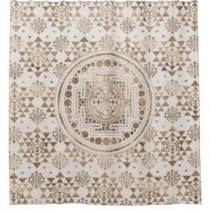 Cortina De Ducha Oro del pastel de Sri Yantra/de Sri Chakra
