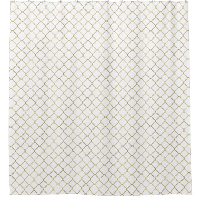 Cortina De Ducha Oro y Quatrefoil blanco (Anverso)