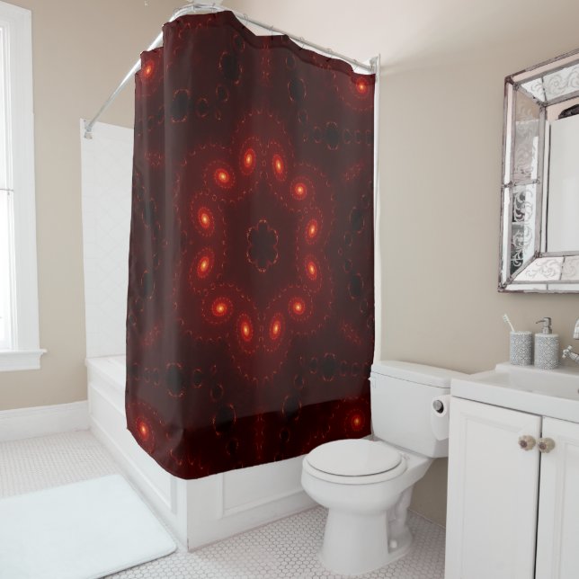 Cortina De Ducha Oscuro Red Burgundy Gothic Lace Snowflake (In situ)