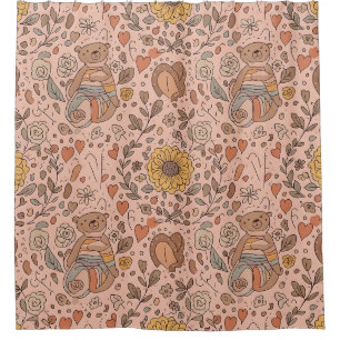 Cortina De Ducha Oso Lindo - Suave Bosque Pastel (7)