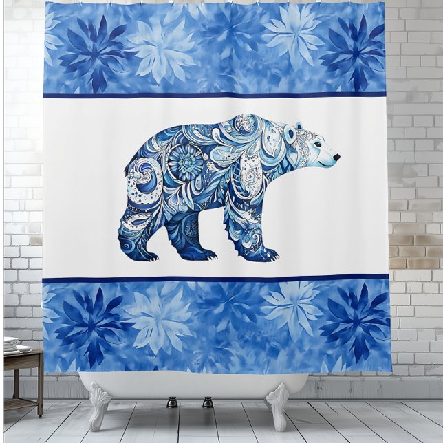 Cortina De Ducha Oso polar, vórtice polar (Polar Bear, Polar Vortex Shower Curtain)