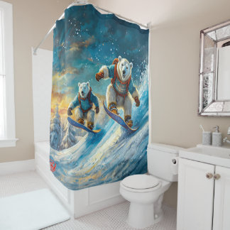 Cortina De Ducha Osos polares en Snowboard Design por Rich AMeN Gil