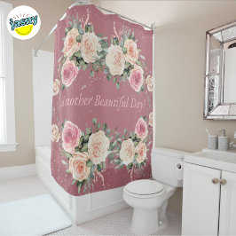 Cortina De Ducha Otro hermoso día acuarela Rosas floral