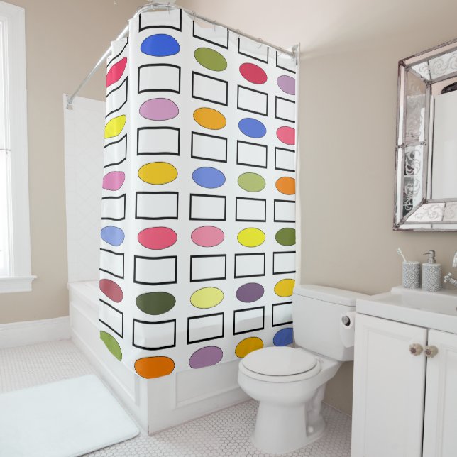 Cortina De Ducha Ovalos y Rectángulos - Jardín de flores (In situ)