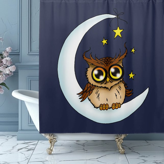 Cortina De Ducha Owl Moon Blue Cute Stars (Subido por el creador)