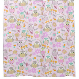 Cortina De Ducha Owl Pastel Pink  