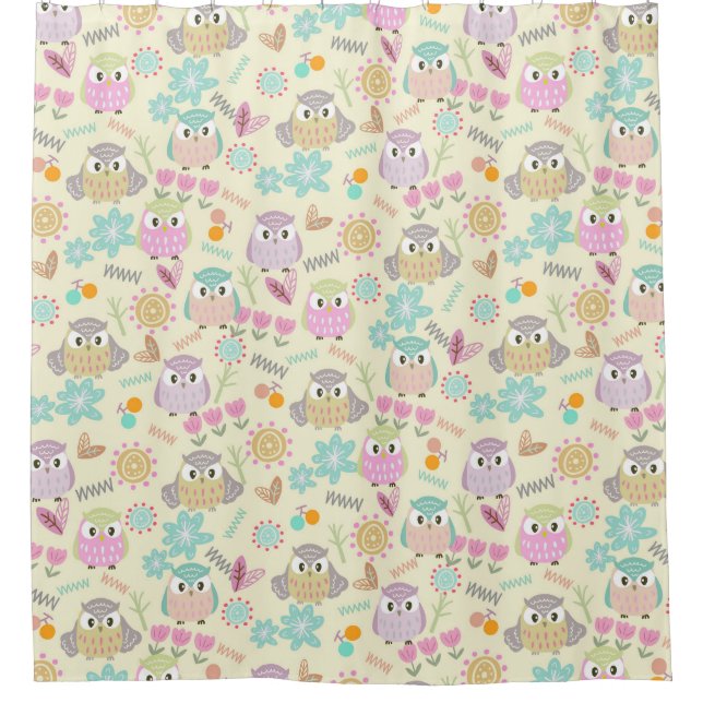 Cortina De Ducha Owl Pastel Yellow   (Anverso)