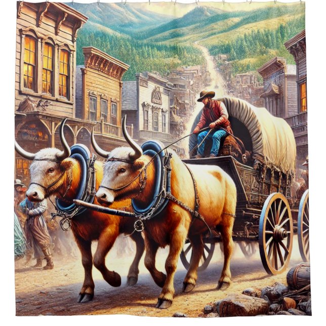 Cortina De Ducha Oxen y Cart (Anverso)