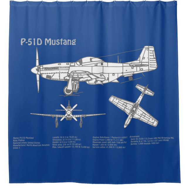 Cortina De Ducha P-51D Mustang - Plano aéreo ABD (Anverso)