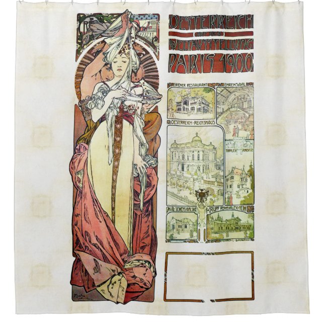 Cortina De Ducha Pabellón del austriaco de Alfons Mucha 1900 (Anverso)