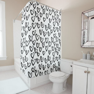 Cortina De Ducha Paint Stroke Heart Pattern