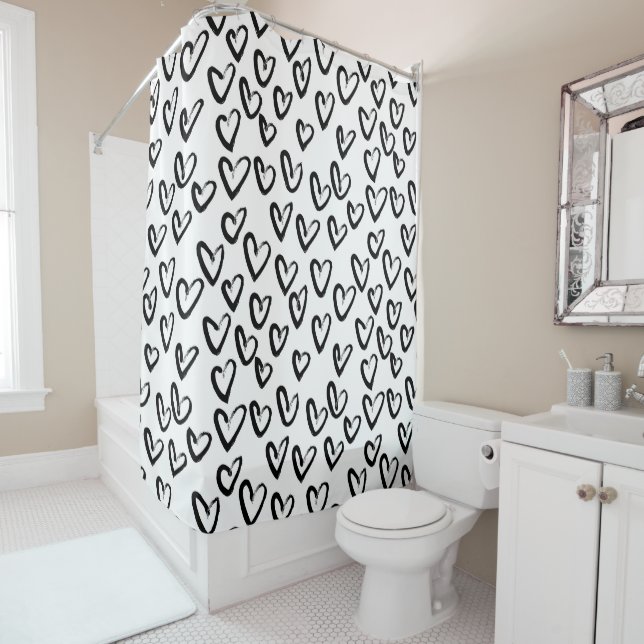 Cortina De Ducha Paint Stroke Heart Pattern (In situ)