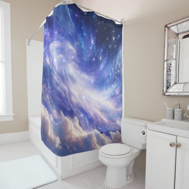 Cortina De Ducha Paisaje Cósmico: Nebulosa giratoria y noche estrel (In situ)