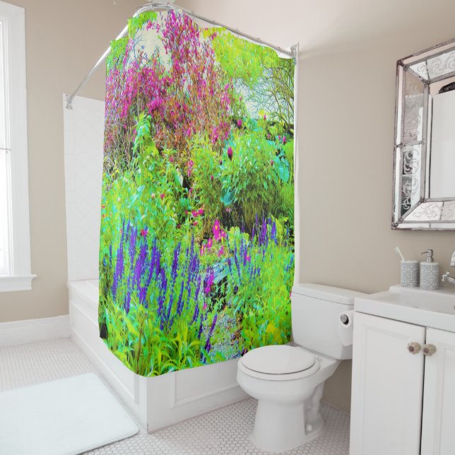 Cortina De Ducha Paisaje de Green Spring Garden con peonies (In situ)