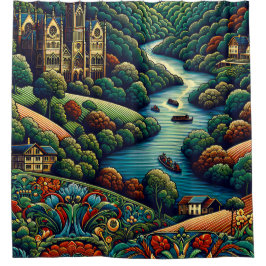 Cortina De Ducha "Paisaje del río Ornate"