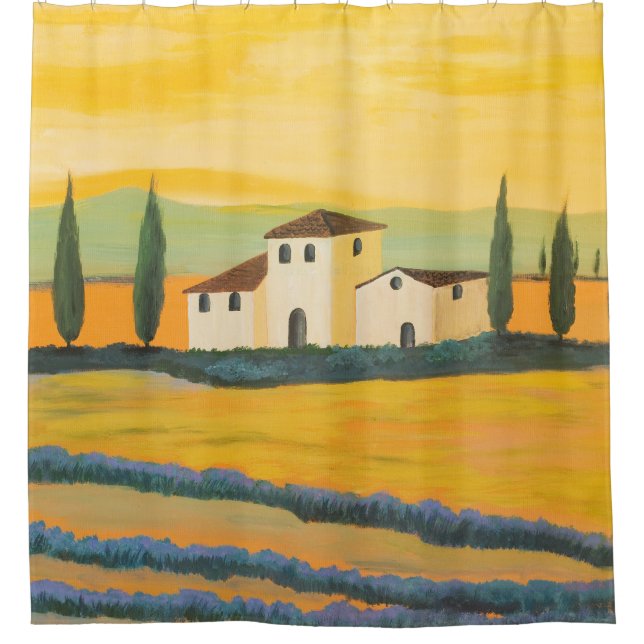 Cortina De Ducha Paisaje toscano, pintor privado, dolor acrílico (Anverso)