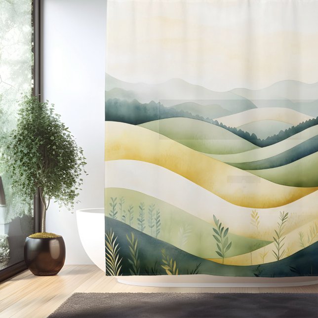 Cortina De Ducha Paisaje tradicional japonés de acuarela (Subido por el creador)