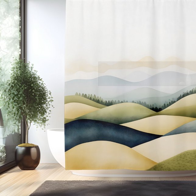 Cortina De Ducha Paisaje tradicional japonés de acuarela (Subido por el creador)