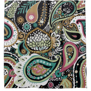 Cortina De Ducha Paisley asiático: diseño moderno y sin fisuras.
