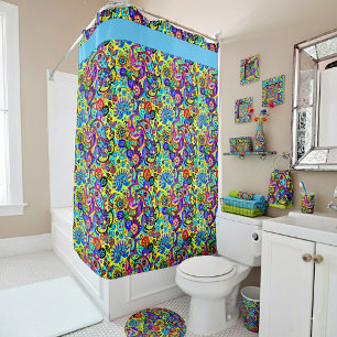 Cortina De Ducha Paisley floral brillante