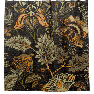 Cortina De Ducha Paisley floral india, patrón étnico sin fisuras.