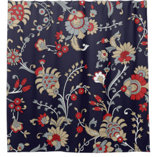 Cortina De Ducha Paisley indio, fondo marino, tradicional.