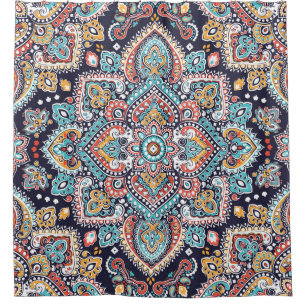 Cortina De Ducha Paisley indio: Patrón de Mandala étnica