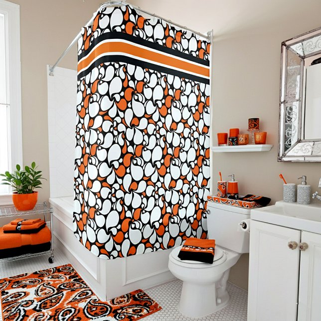 Cortina De Ducha paisley naranja y negro (Subido por el creador)