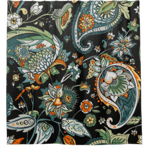 Cortina De Ducha Paisley oriental: motivos tradicionales turcos.