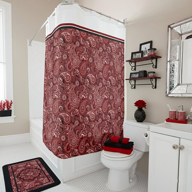 Cortina De Ducha paisley rojo y blanco (Subido por el creador)