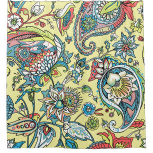 Cortina De Ducha Paisley seamless pattern based on the traditional 