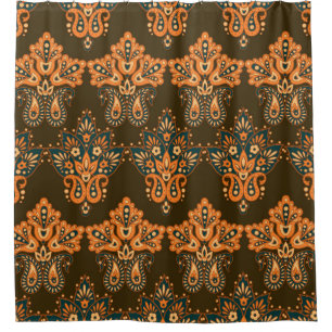 Cortina De Ducha Paisley textil asiática: Ilustracion de cosecha fl
