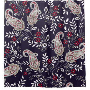 Cortina De Ducha Paisley tradicional india, patrón sin fisuras.