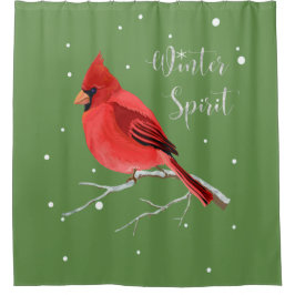 Cortina De Ducha Pájaro cardinal rojo del navidad del alcohol del