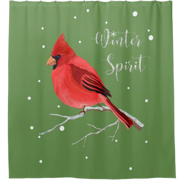 Cortina De Ducha Pájaro cardinal rojo del navidad del alcohol del (Anverso)