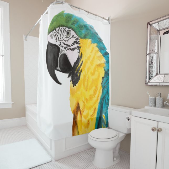 Cortina De Ducha Pájaro loro tropical (In situ)