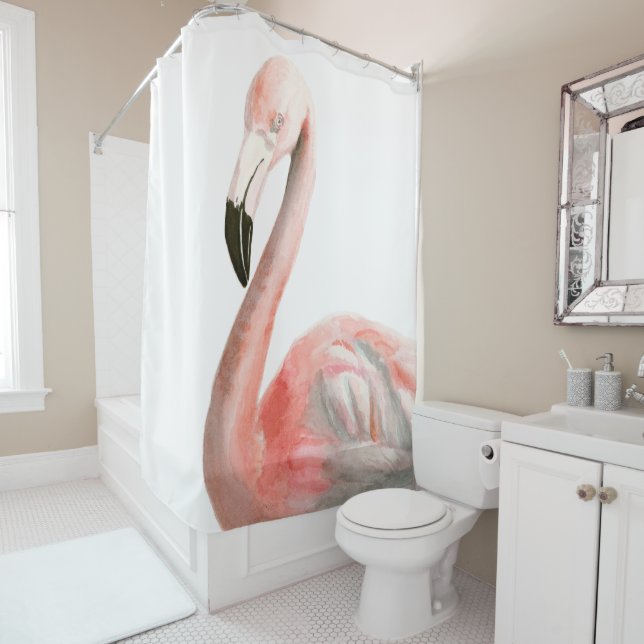 Cortina De Ducha Pájaro tropical del flamenco (In situ)