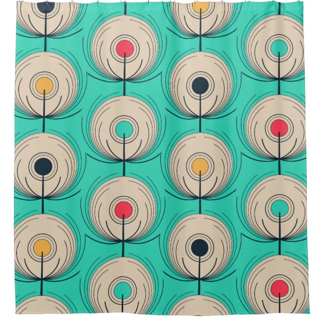 Cortina De Ducha Pájaros de pavo real: Fantasía de marfil azul. (Anverso)