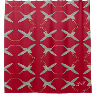 Cortina De Ducha Pájaros modernos de la Moda moderna de Cherry Red
