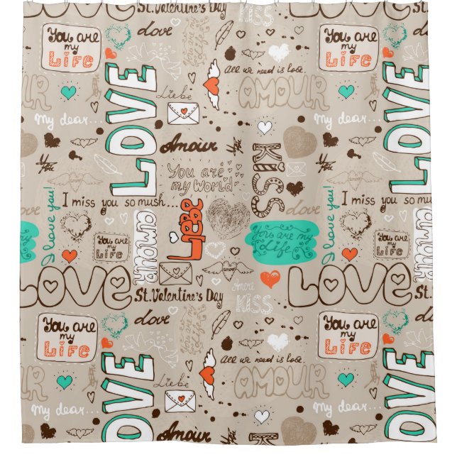Cortina De Ducha Palabras de amor (Anverso)