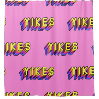 Cortina De Ducha Palabras De Yikes: Papel De Techo Rosa Vintage.