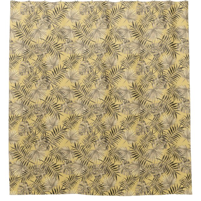 Cortina De Ducha Palm Tree Tropical Deja Patrón Oro (Anverso)