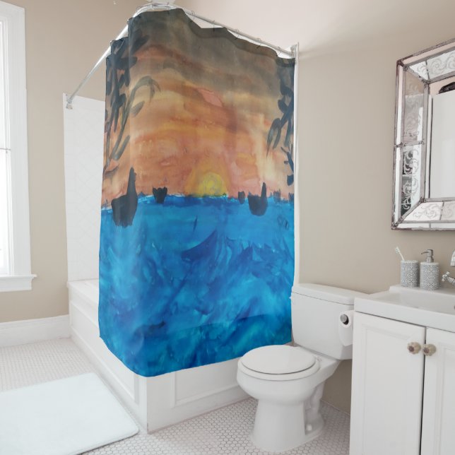 Cortina De Ducha Palm Trees Playa Sunrise (In situ)