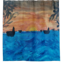 Cortina De Ducha Palm Trees Playa Sunrise