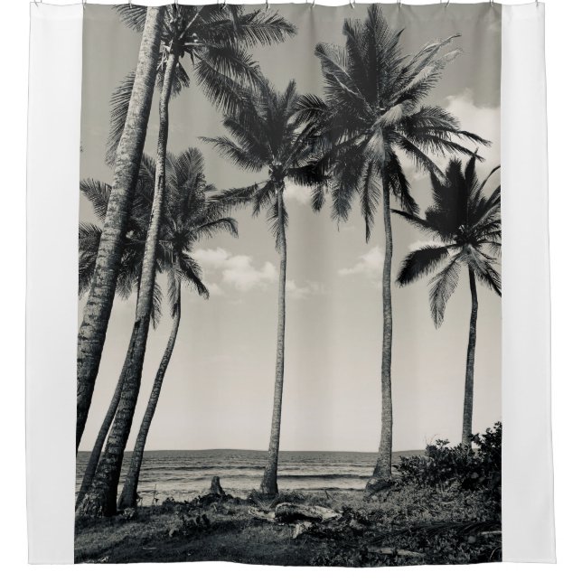CORTINA DE DUCHA PALMERAS TROPICALES EN LA PLAYA (Anverso)
