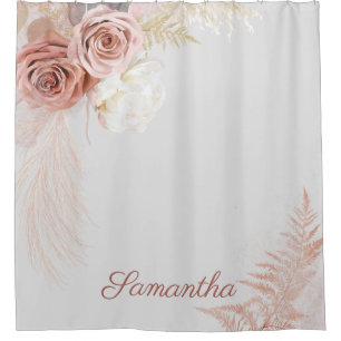 Cortina De Ducha Pampas Grass Tan Bridal Terracotta Dried Palms